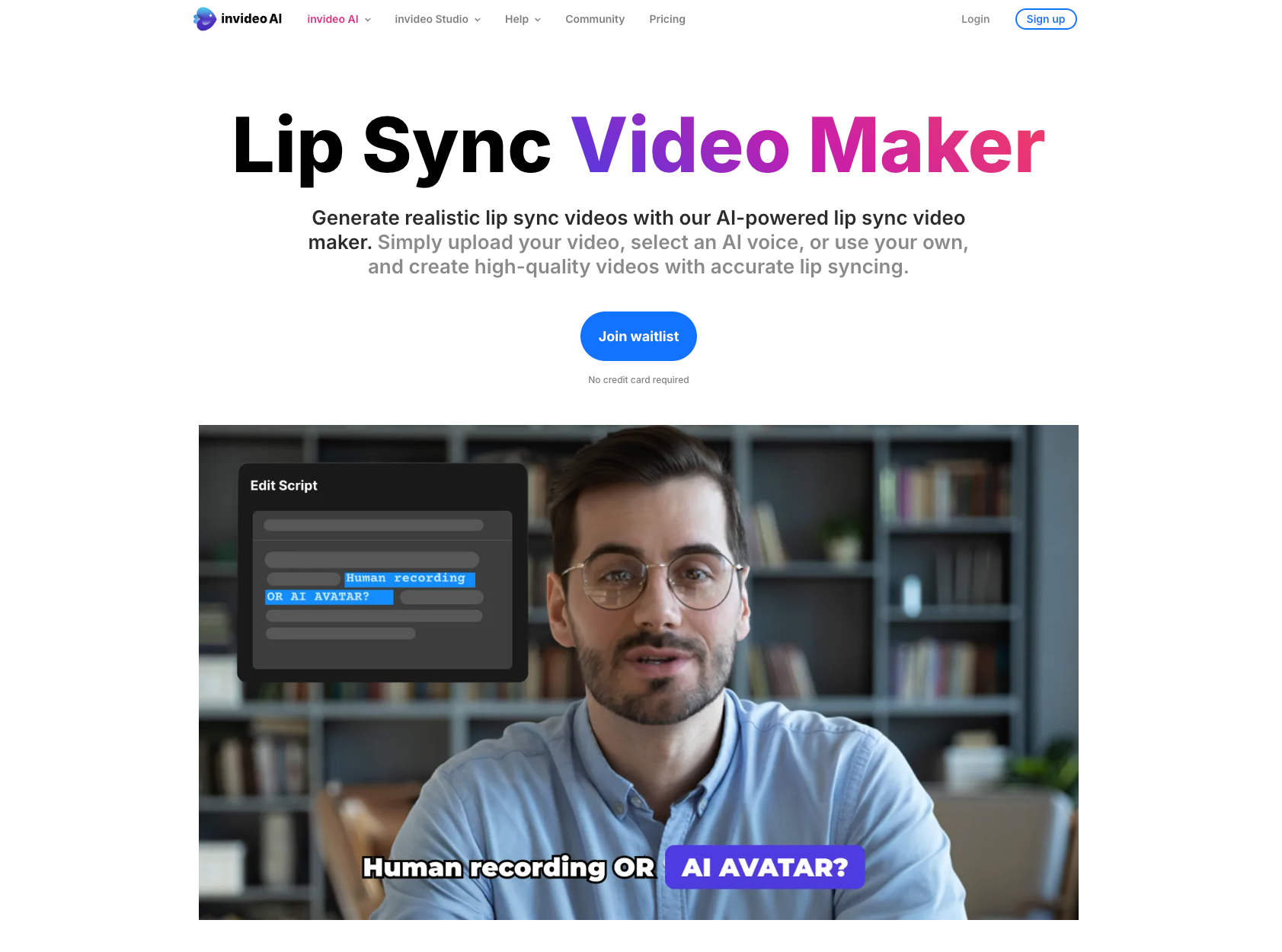 invideo AI lip sync video maker