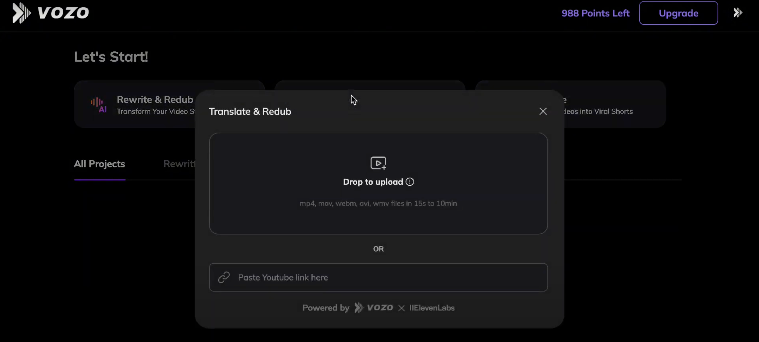 Vozo AI video translation:Step 1: Get Started