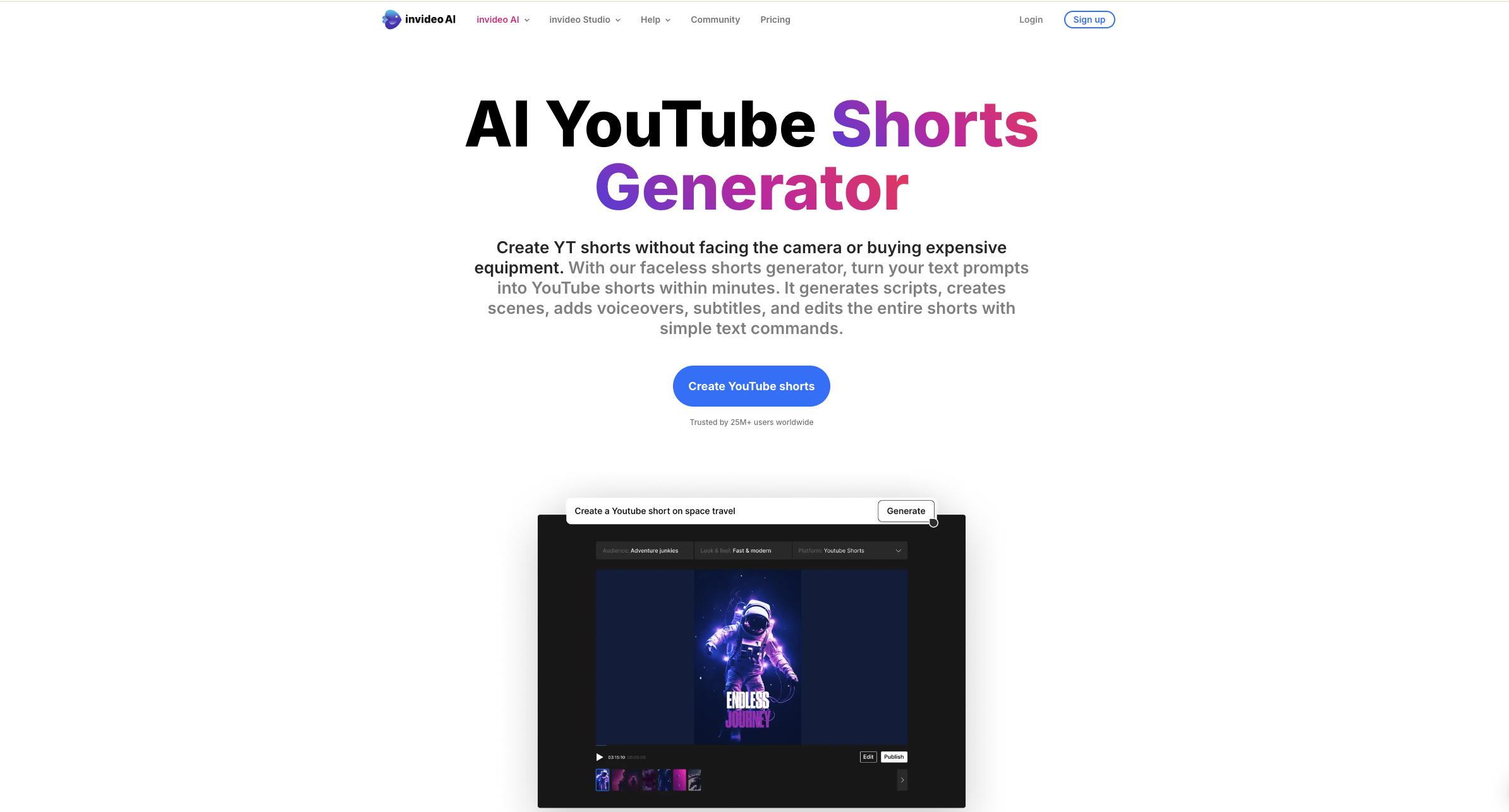 InVideo youtube shorts generator